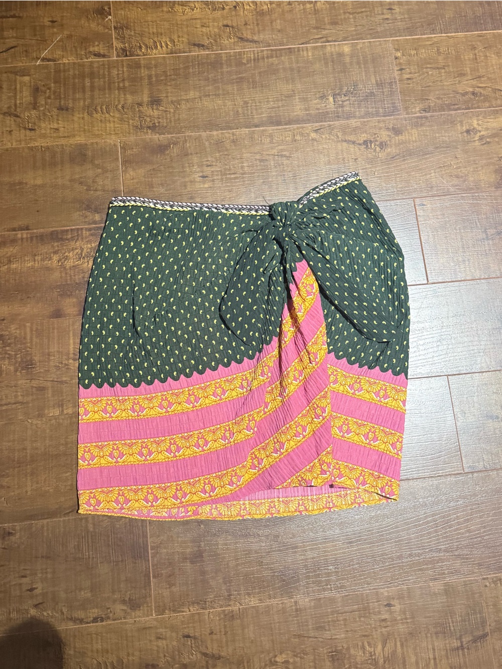 Zara Pink and Green Knot-Front Women's Skort
